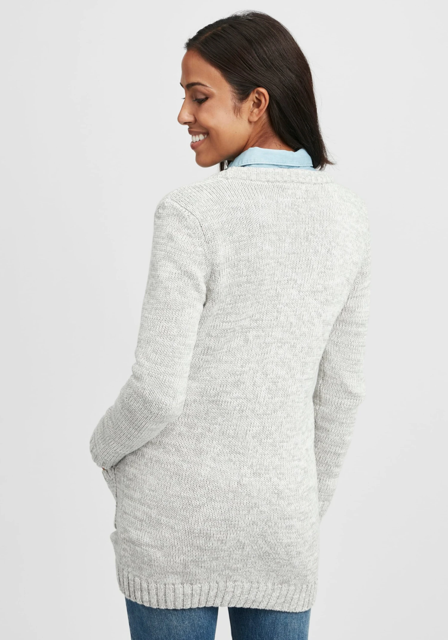 OXMO Strickjacken Strickjacke Philemona Frauen Grau / Hellgrau 4 OXMO Strickjacken Strickjacke Philemona Frauen Grau / Hellgrau – Bild 4