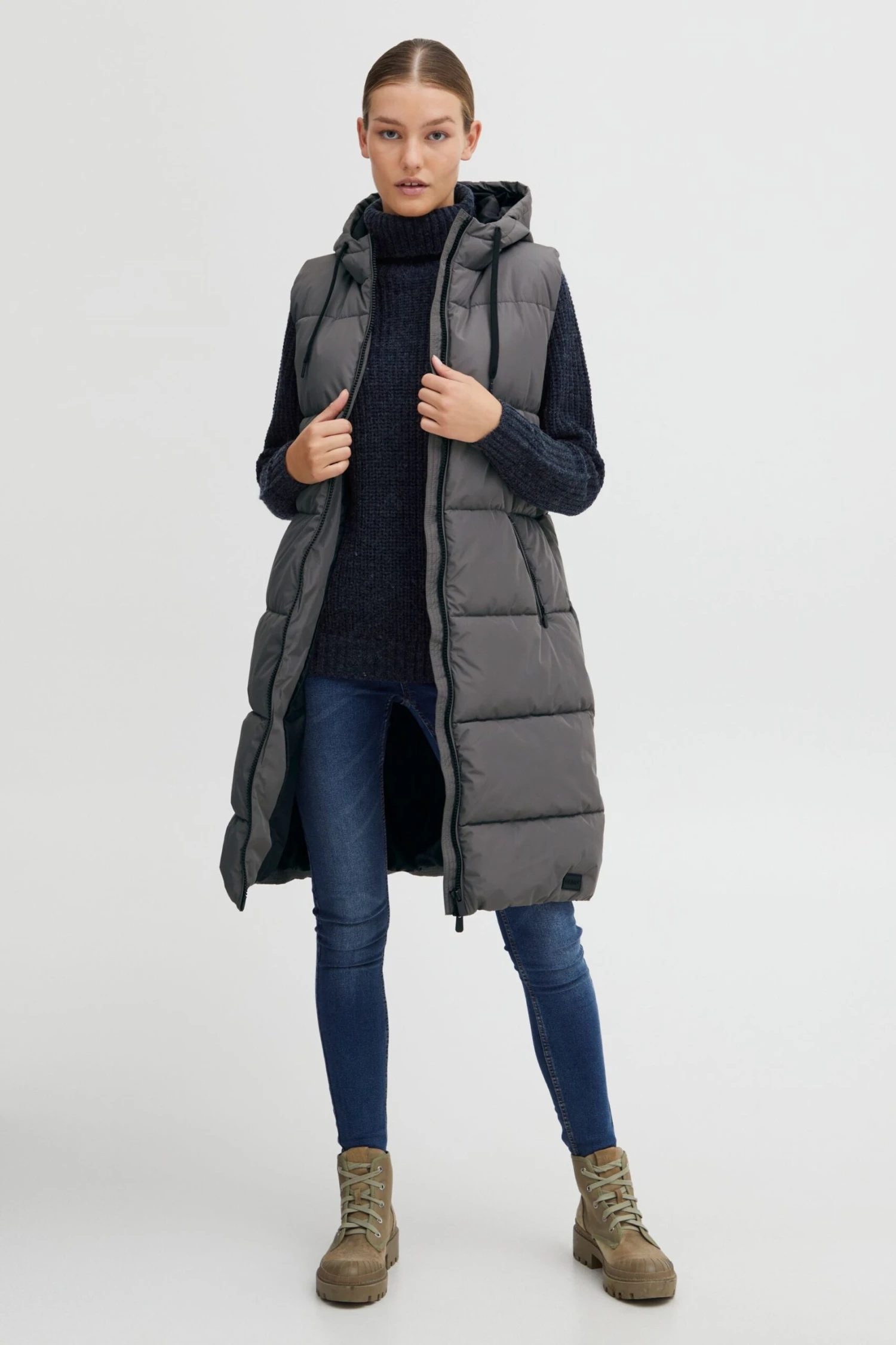 OXMO Westen Longweste Solice Frauen Grau 4 OXMO Westen Longweste Solice Frauen Grau – Bild 4