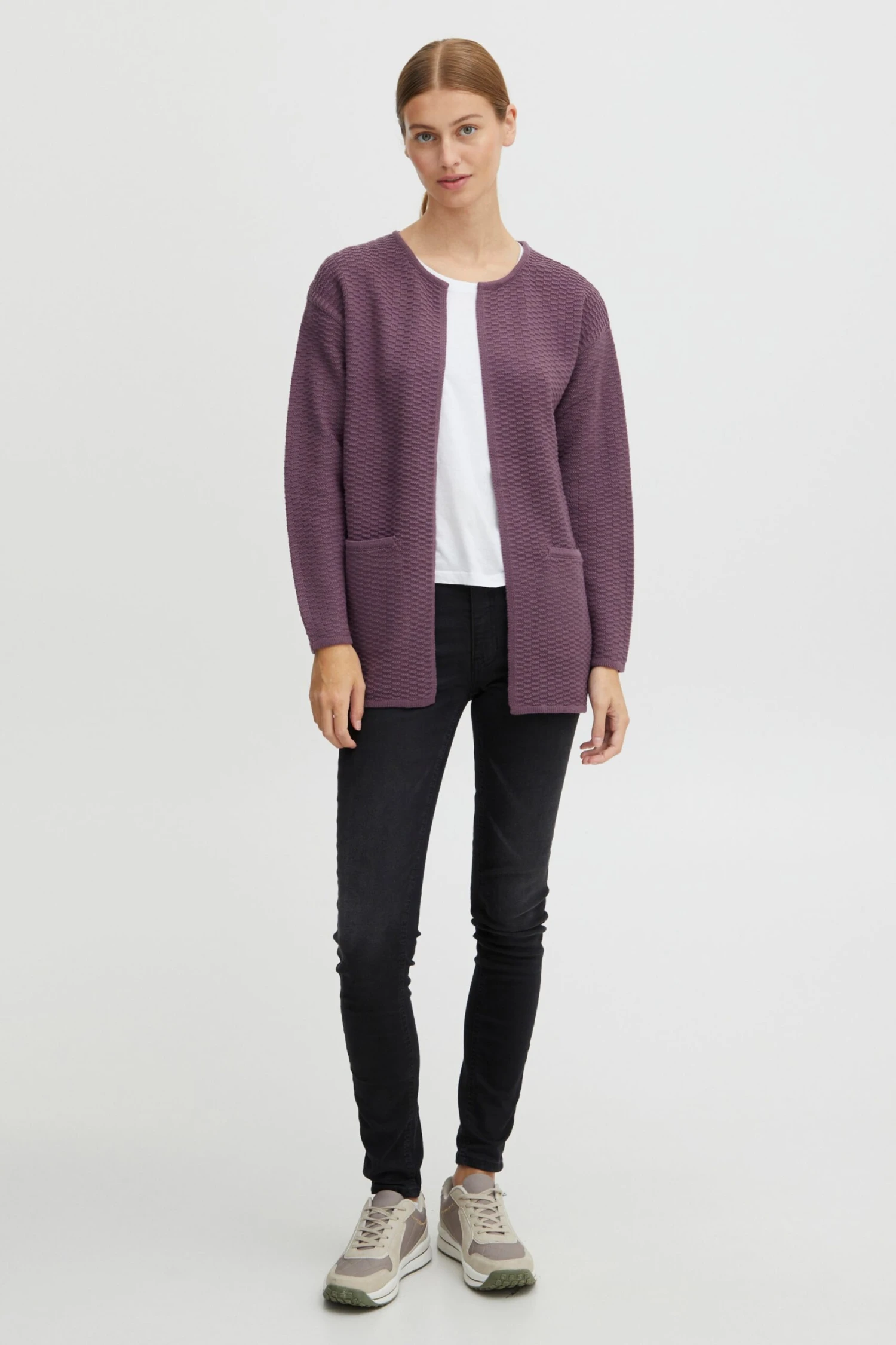 OXMO Strickjacken Strickjacke Frauen Lila 3 OXMO Strickjacken Strickjacke Frauen Lila – Bild 3