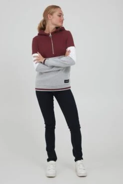 OXMO Hoodies Hoodie Omara Frauen Graumeliert / Weinrot -OXMO Verkaufs-Shop 12a48182c95f3fc0cc23bd96bb0a1c9f