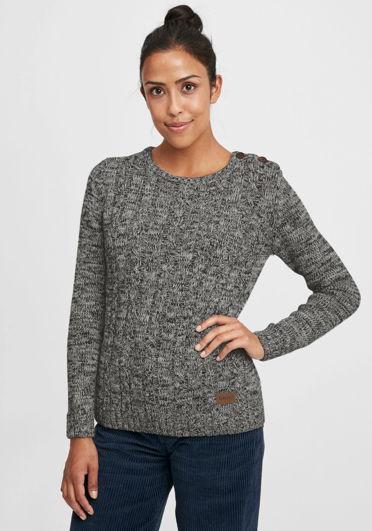 OXMO Feinstrickpullover Strickpullover Phia Frauen Grau / Dunkelgrau 2 OXMO Feinstrickpullover Strickpullover Phia Frauen Grau / Dunkelgrau – Bild 2