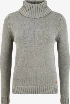 OXMO Pullover Rollkragenpullover Pia Frauen Grau / Hellgrau