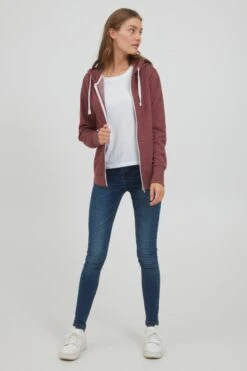 OXMO Sweatjacken Kapuzensweatjacke Frauen Weinrot -OXMO Verkaufs-Shop 263825144cd6ff4f2da7d10dd7e1e633