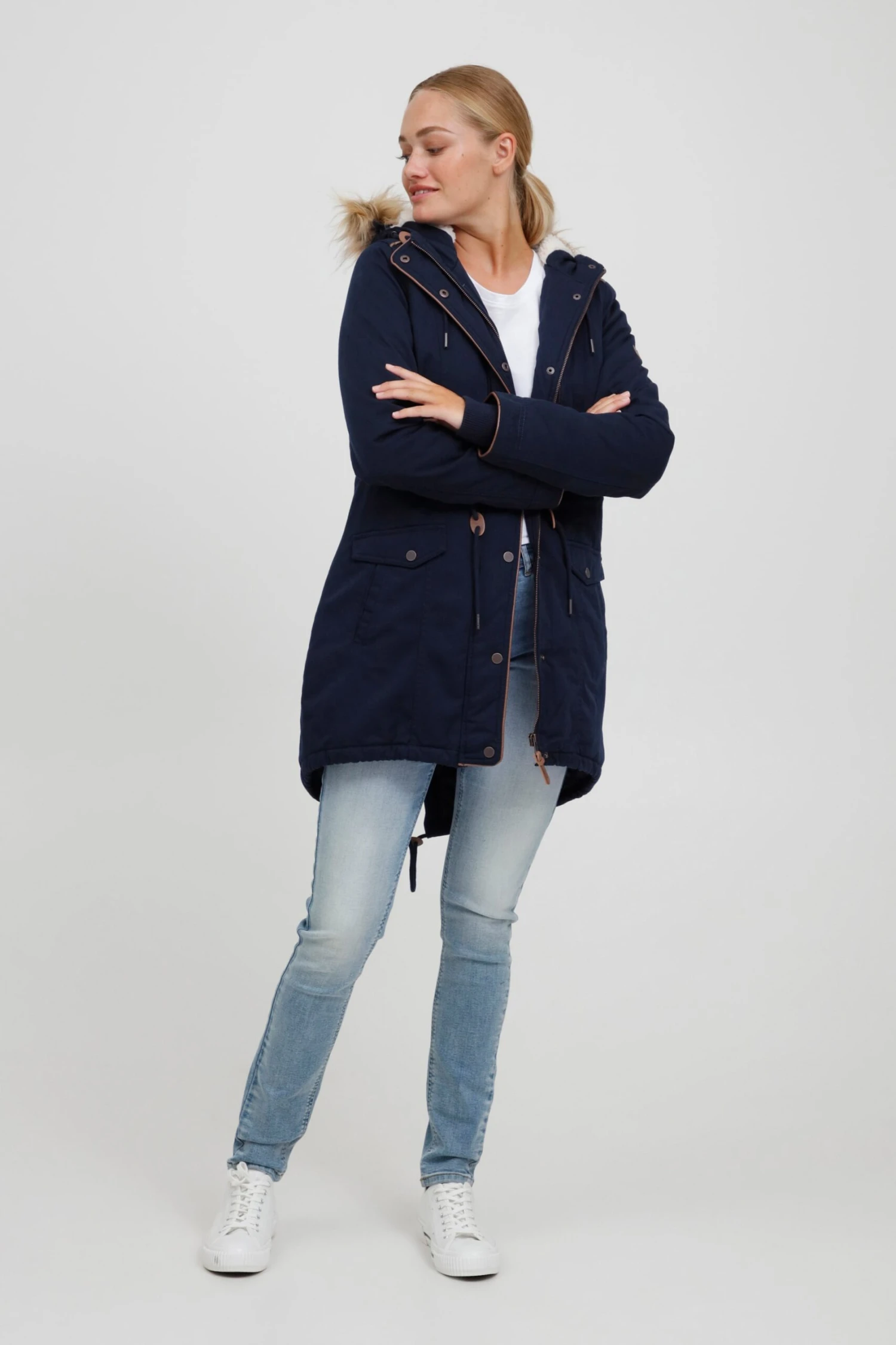 OXMO Jacken Parka ANNA Frauen Dunkelblau 3 OXMO Jacken Parka ANNA Frauen Dunkelblau – Bild 3