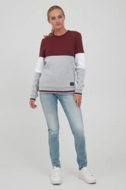 OXMO Sweatshirts Sweatshirt Omaya Frauen Graumeliert / Weinrot -OXMO Verkaufs-Shop 390baa8f9058ce083ad366c3806908f9