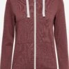 OXMO Sweatjacken Kapuzensweatjacke Frauen Weinrot