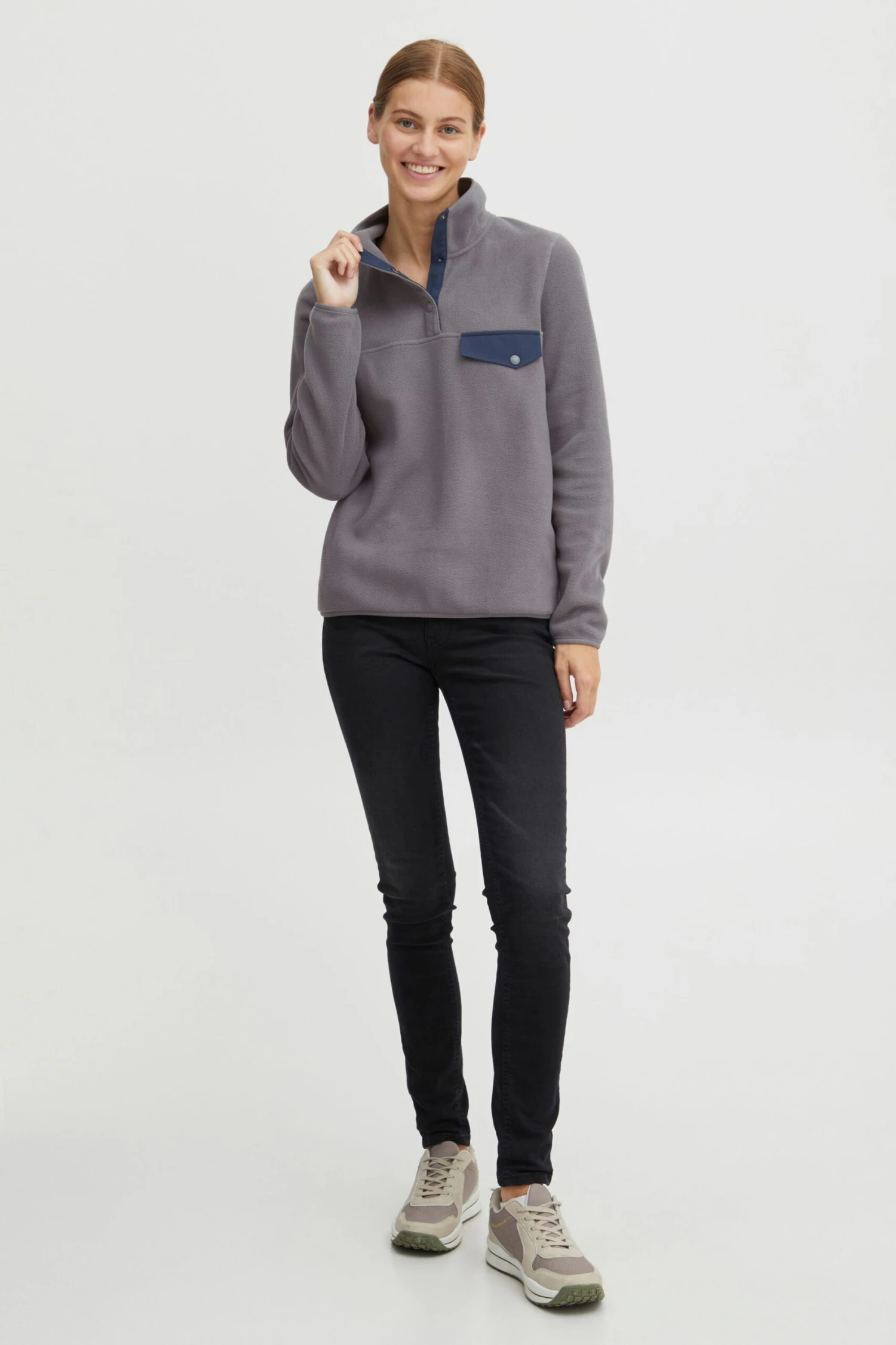 OXMO Outdoorjacken Fleecejacke Frauen Grau 5 OXMO Outdoorjacken Fleecejacke Frauen Grau – Bild 5