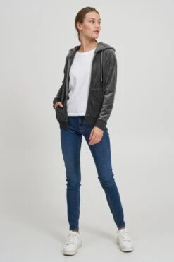 OXMO Sweatjacken Kapuzensweatjacke NICKY Frauen Grau / Dunkelgrau -OXMO Verkaufs-Shop 6b48d284791969d5b6749026c2985f4d