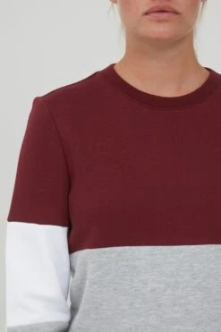 OXMO Sweatshirts Sweatshirt Omaya Frauen Graumeliert / Weinrot -OXMO Verkaufs-Shop 6cb98d3a6181d63233586d0e0fabcb01