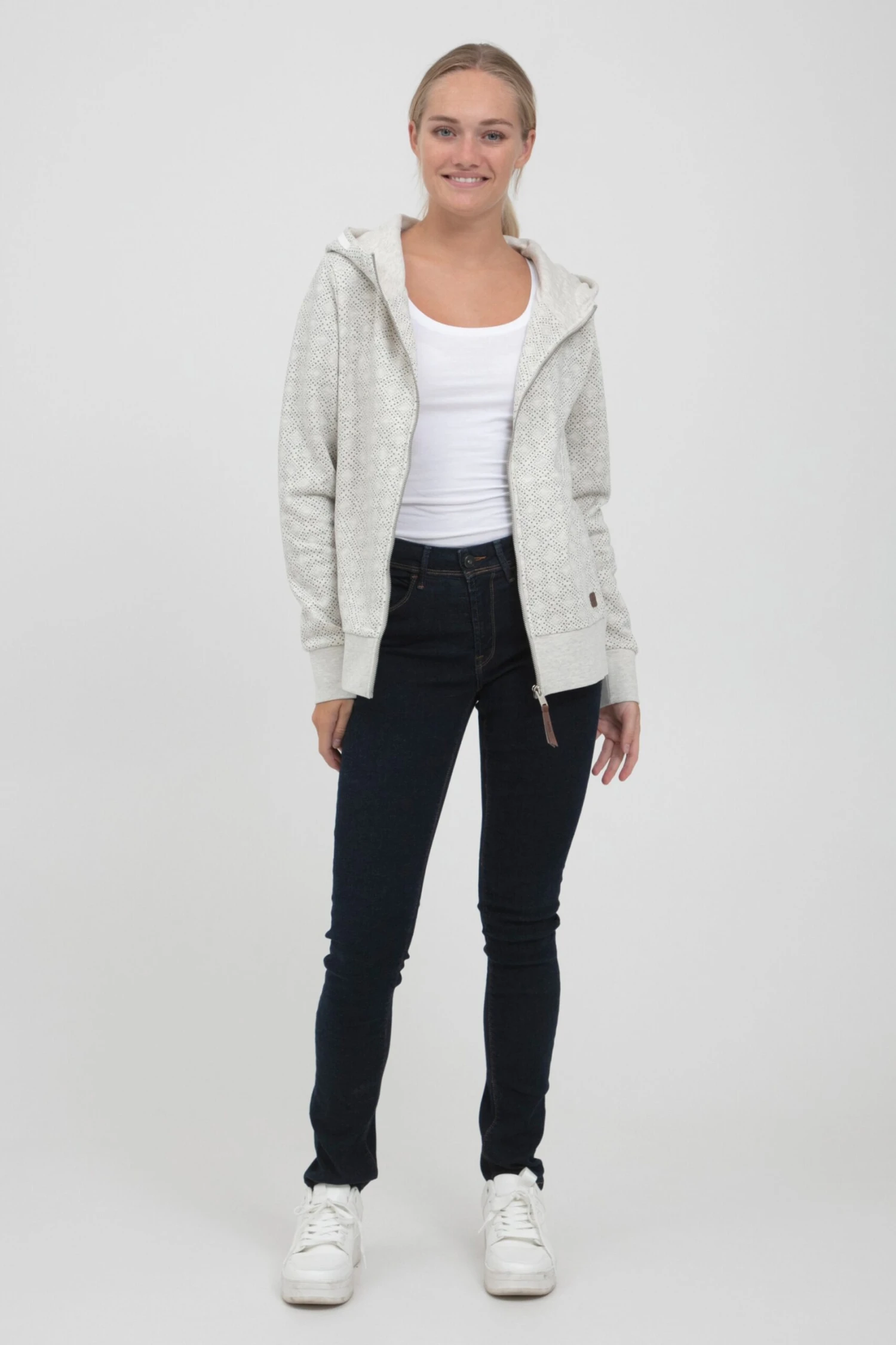 OXMO Sweatjacken Kapuzensweatjacke VENDELA Frauen Hellgrau 3 OXMO Sweatjacken Kapuzensweatjacke VENDELA Frauen Hellgrau – Bild 3