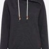 OXMO Rollkragenpullover Kapuzenpullover UDINE Frauen Dunkelgrau