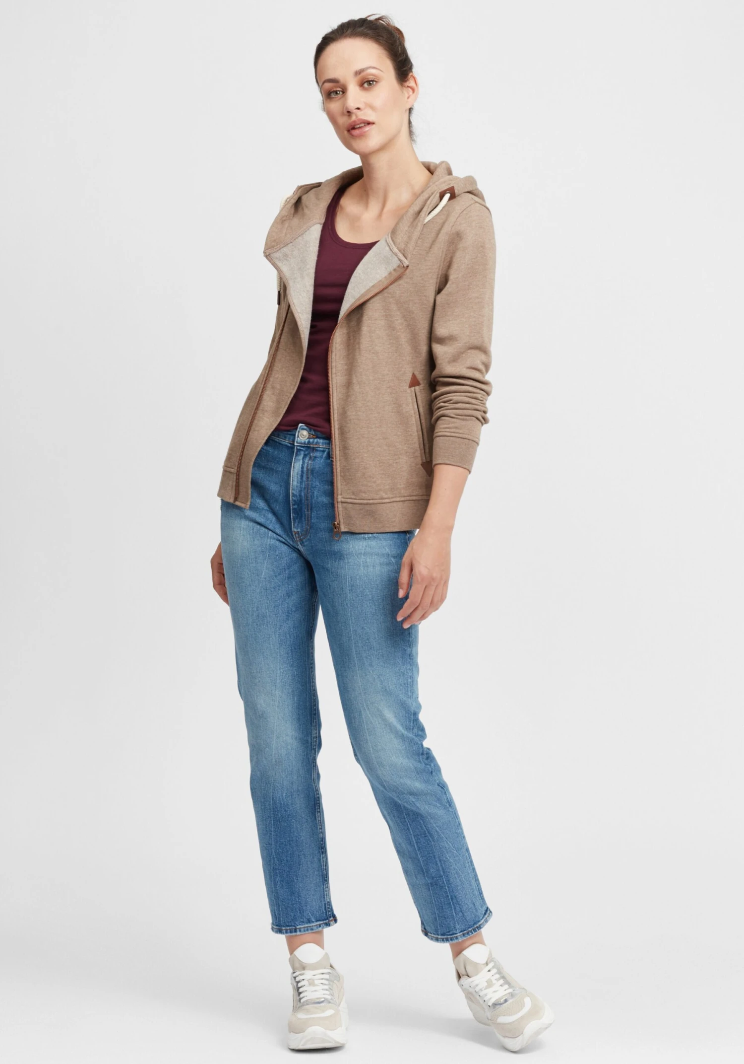 OXMO Sweatjacken Sweatjacke Vicky Frauen Beige / Braun 3 OXMO Sweatjacken Sweatjacke Vicky Frauen Beige / Braun – Bild 3