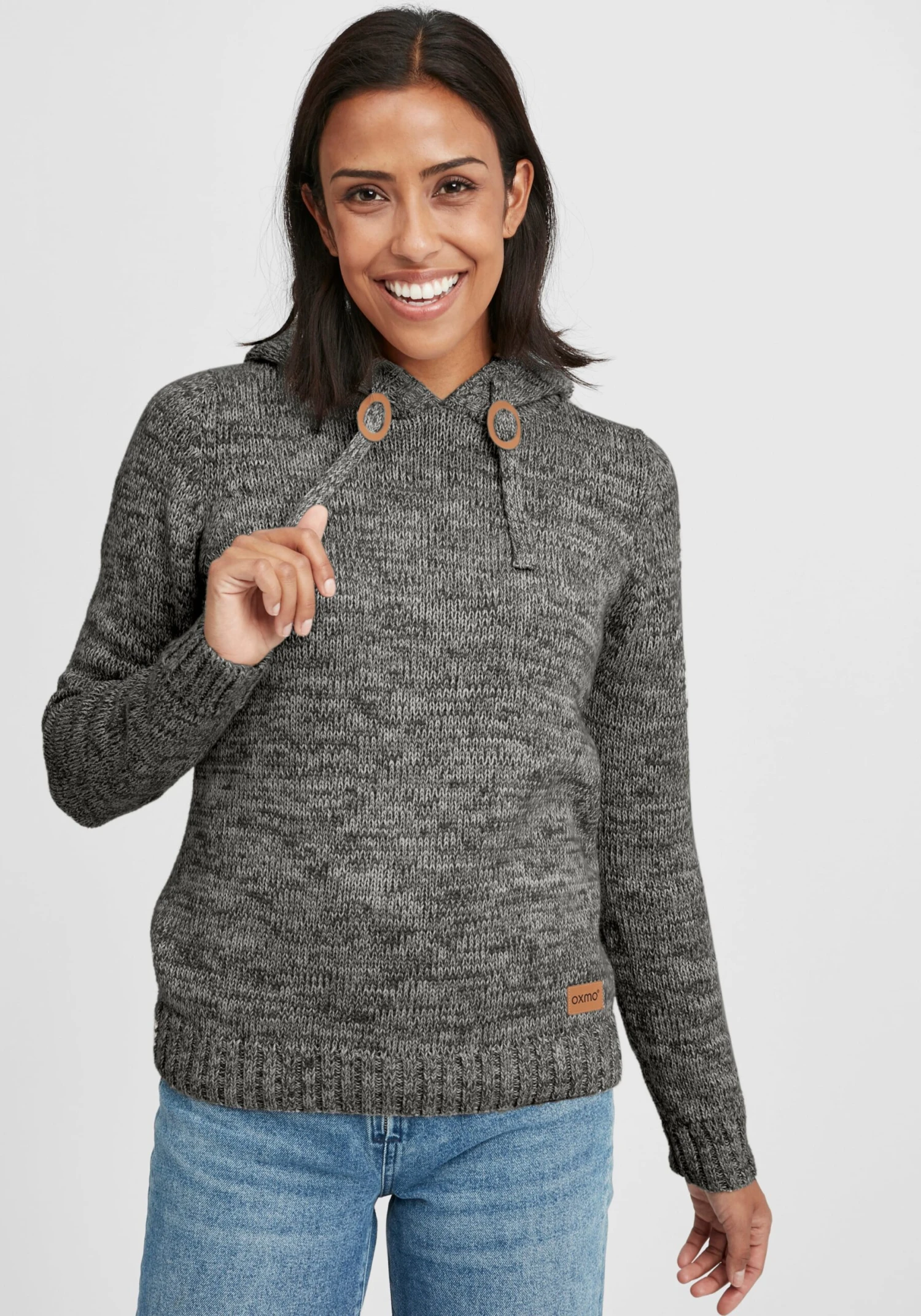 OXMO Kapuzenpullover Strickpullover Philia Frauen Grau 2 OXMO Kapuzenpullover Strickpullover Philia Frauen Grau – Bild 2