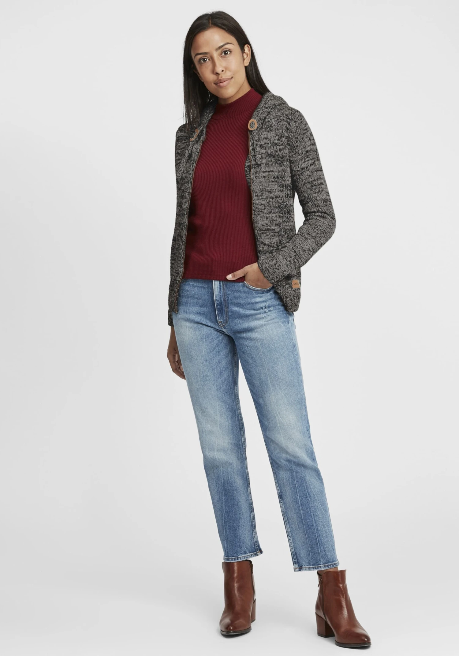 OXMO Strickjacken Strickjacke Philadelphia Frauen Dunkelgrau 3 OXMO Strickjacken Strickjacke Philadelphia Frauen Dunkelgrau – Bild 3