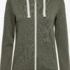 OXMO Sweatjacken Kapuzensweatjacke Frauen Grünmeliert