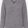 OXMO Basic Pullover Strickpullover Frauen Graumeliert