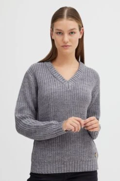 OXMO Basic Pullover Strickpullover Frauen Graumeliert -OXMO Verkaufs-Shop 96bcdfb7b1ab206bfe30581a0b9b3615