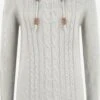 OXMO Kapuzenpullover Strickpullover Cable Frauen Grau