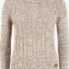 OXMO Pullover Rollkragenpullover Philipa Frauen Beige / Hellbeige / Beigemeliert