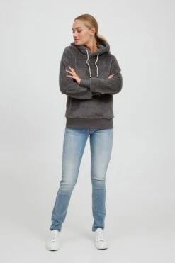 OXMO Kapuzenpullover Hoodie ANNIKEN Frauen Grau / Dunkelgrau -OXMO Verkaufs-Shop a78139a43b695e25f3e95c827ea13d1f