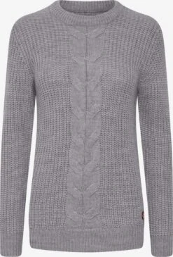 OXMO Feinstrickpullover Pullover Natasja Frauen Graumeliert