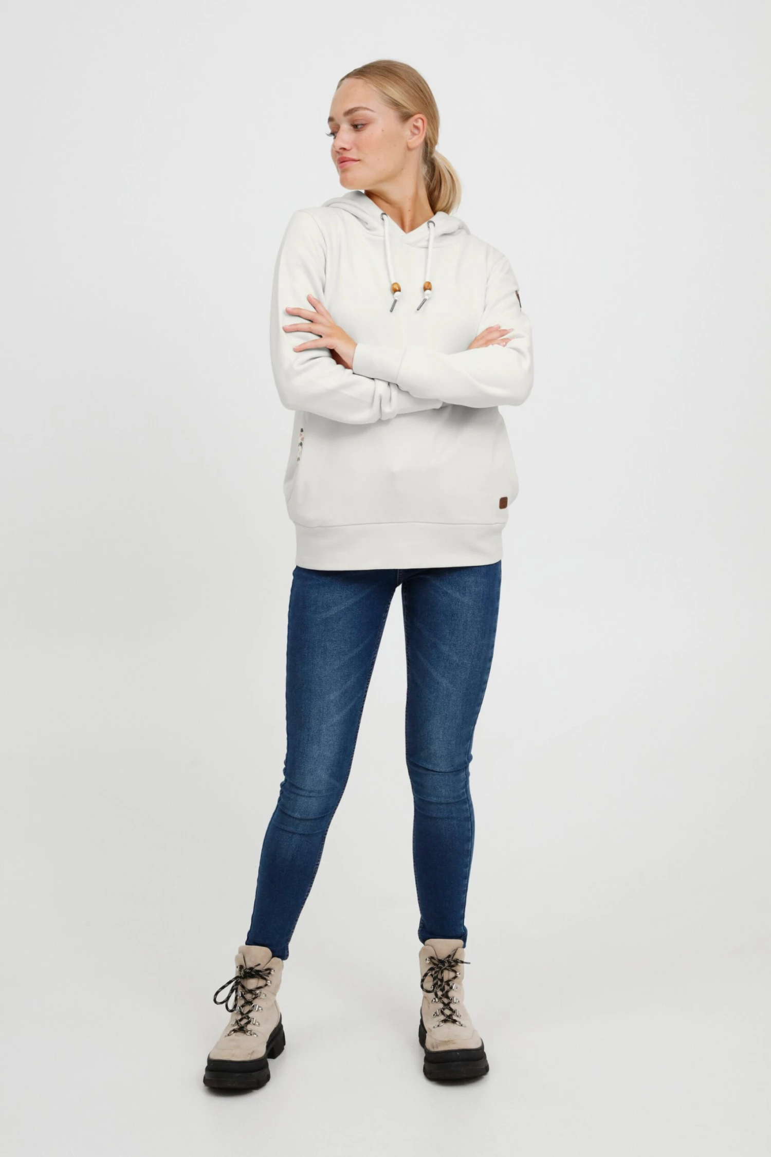 OXMO Pullover Kapuzenpullover ULRIKA Frauen Beige 3 OXMO Pullover Kapuzenpullover ULRIKA Frauen Beige – Bild 3