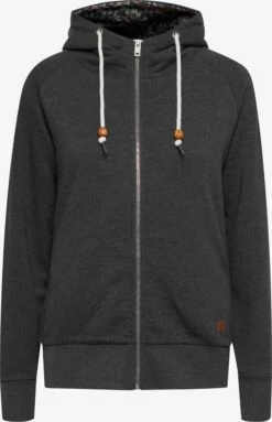 OXMO Sweatjacken Kapuzensweatjacke ULLA Frauen Dunkelgrau