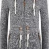 OXMO Sweatjacken Strickfleecejacke Thora Frauen Grau