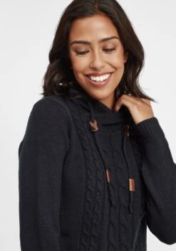 OXMO Kapuzenpullover Strickpullover Cable Frauen Schwarz -OXMO Verkaufs-Shop d08413e405f763ee95cfd5d97779255d