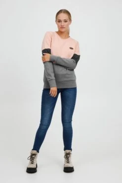 OXMO Sweatshirts Sweatshirt Trine Frauen Dunkelgrau / Graumeliert / Rosa -OXMO Verkaufs-Shop da834acc9dd9b7407c6ab20d5e2bd7c8