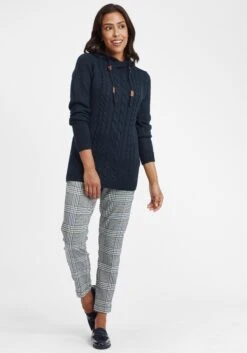 OXMO Kapuzenpullover Strickpullover Cable Frauen Blau -OXMO Verkaufs-Shop de719c38a6c18fdbfd1984f2948e2469