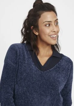 OXMO Feinstrickpullover Pullover Esmira Frauen Blau -OXMO Verkaufs-Shop f198152b10502387b461a01928891ac2