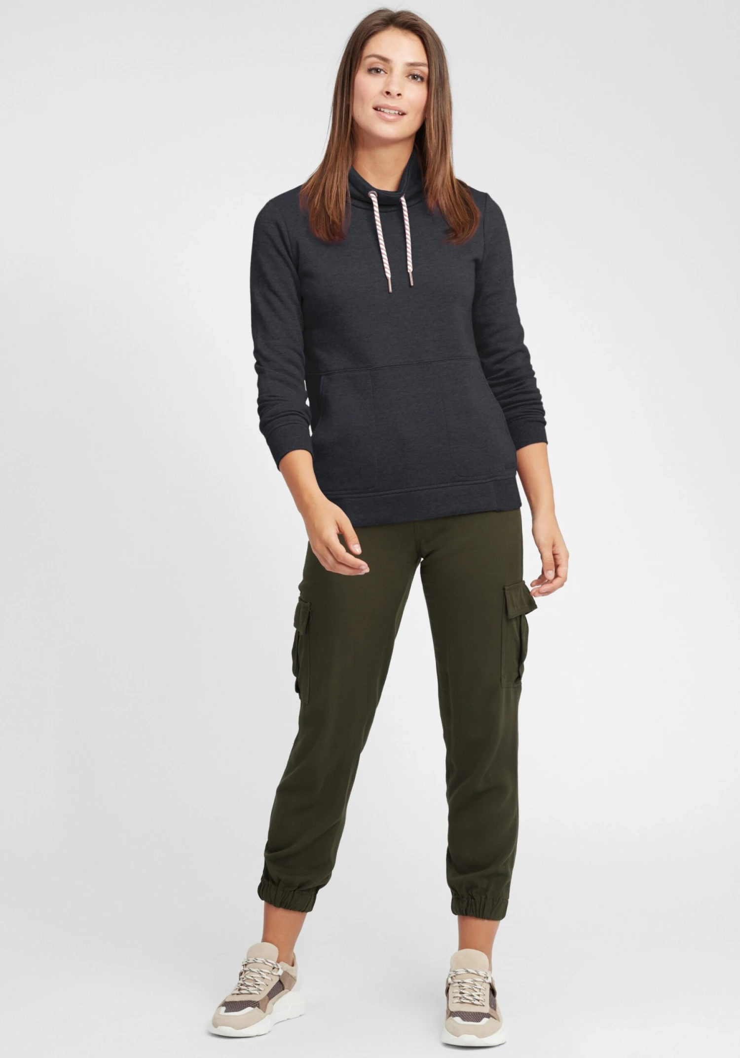 OXMO Feinstrickpullover Hoodie Vimpa Frauen Grau / Basaltgrau / Dunkelgrau 3 OXMO Feinstrickpullover Hoodie Vimpa Frauen Grau / Basaltgrau / Dunkelgrau – Bild 3