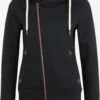 OXMO Sweatjacken Kapuzensweatjacke Vicky Zip-Hood Frauen Schwarz