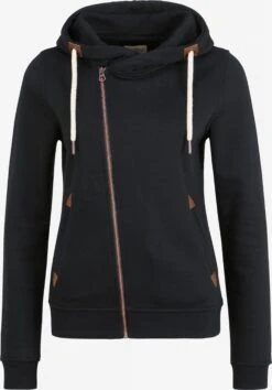 OXMO Sweatjacken Kapuzensweatjacke Vicky Zip-Hood Frauen Schwarz