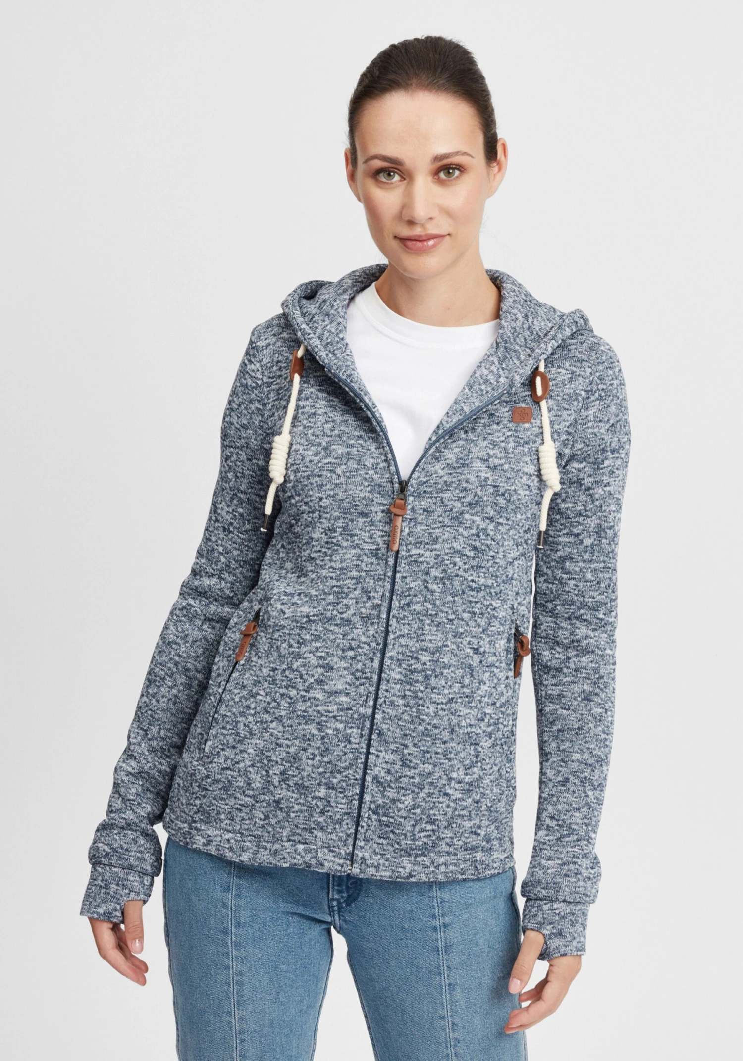 OXMO Sweatjacken Strickfleecejacke Thory Frauen Blau 2 OXMO Sweatjacken Strickfleecejacke Thory Frauen Blau – Bild 2