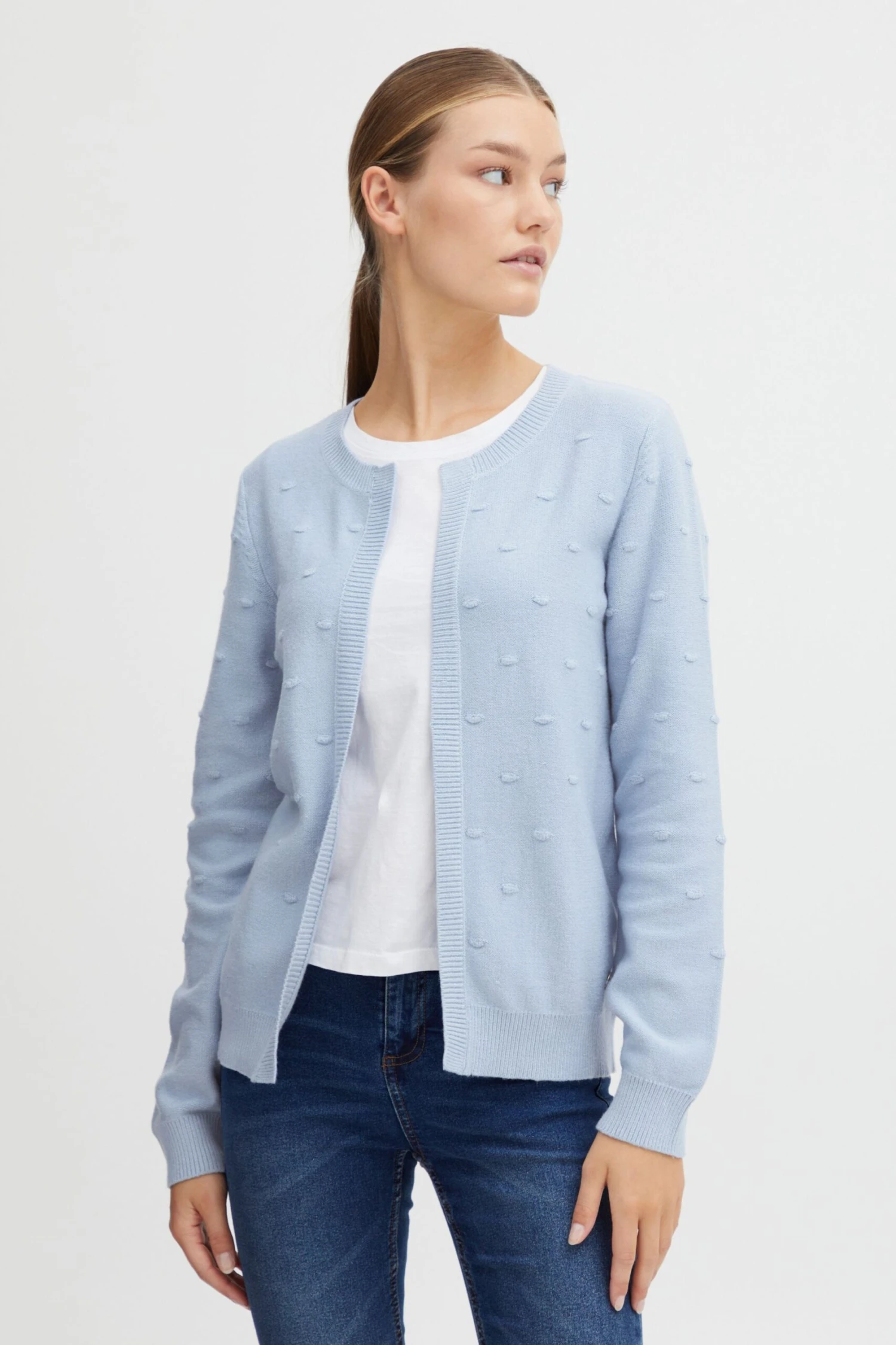 OXMO Strickjacken Strickjacke Kalotta Frauen Hellblau 2 OXMO Strickjacken Strickjacke Kalotta Frauen Hellblau – Bild 2